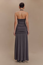 Bentley Peached Jersey Halter Maxi Dress - Charcoal